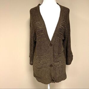 Preswick & Moore brown cardigan with button sleeves M
